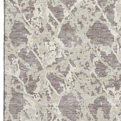 9' X 12' Taupe Beige And Ivory Abstract Washable Area Rug With UV Protection-2