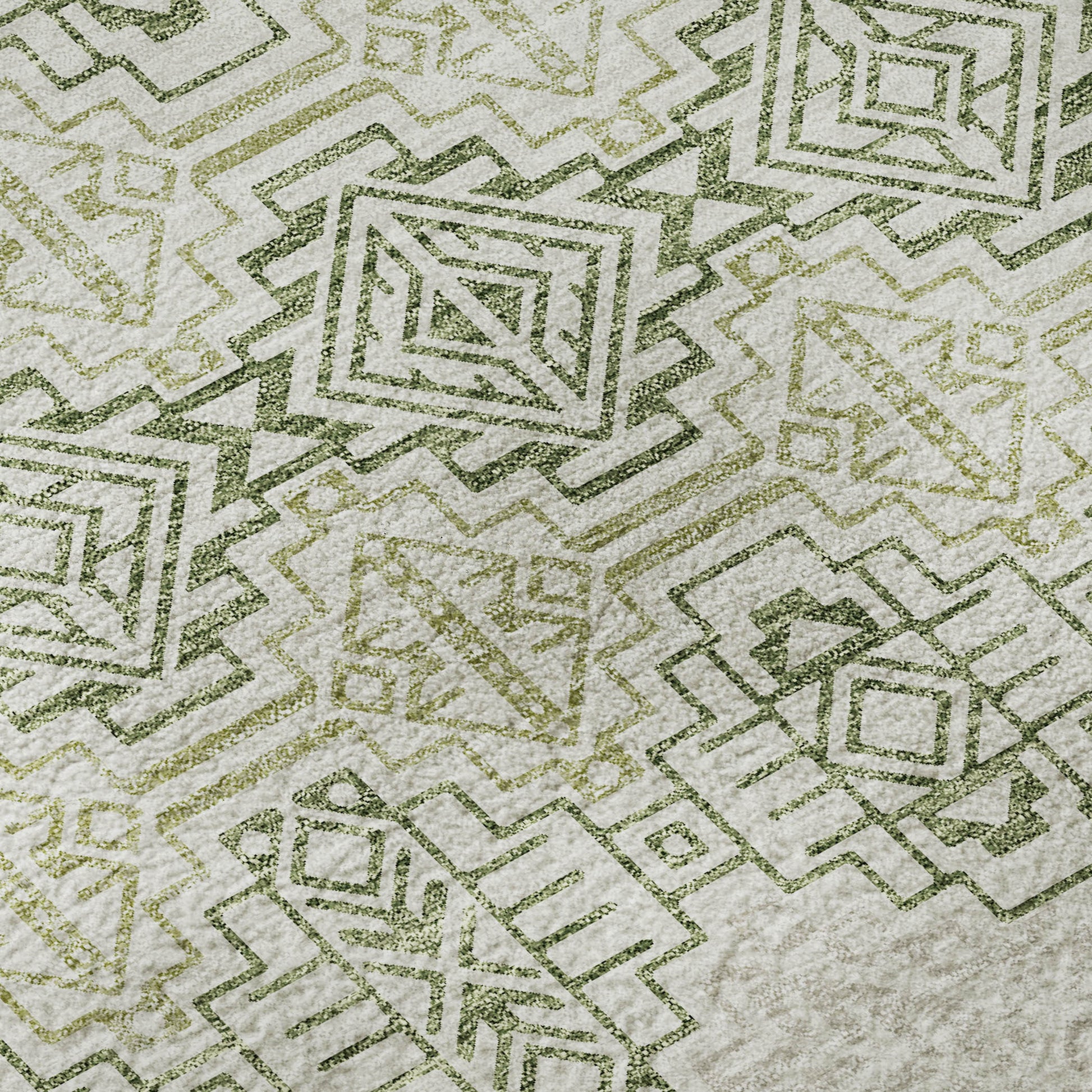 9' X 12' Green And Ivory Southwestern Washable Area Rug With UV Protection-8