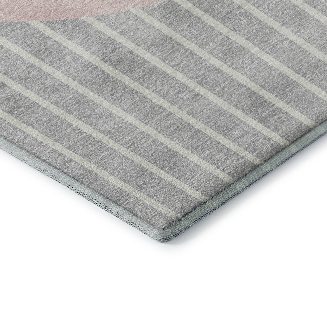 5' X 8' Silver Ivory And Pink Striped Washable Area Rug With UV Protection-6