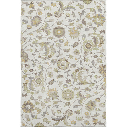 8' X 10' Ivory Copper And Gray Floral Washable Area Rug With UV Protection-4