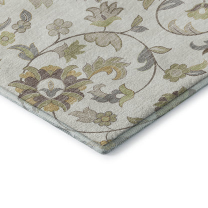 8' X 10' Ivory Copper And Gray Floral Washable Area Rug With UV Protection-6