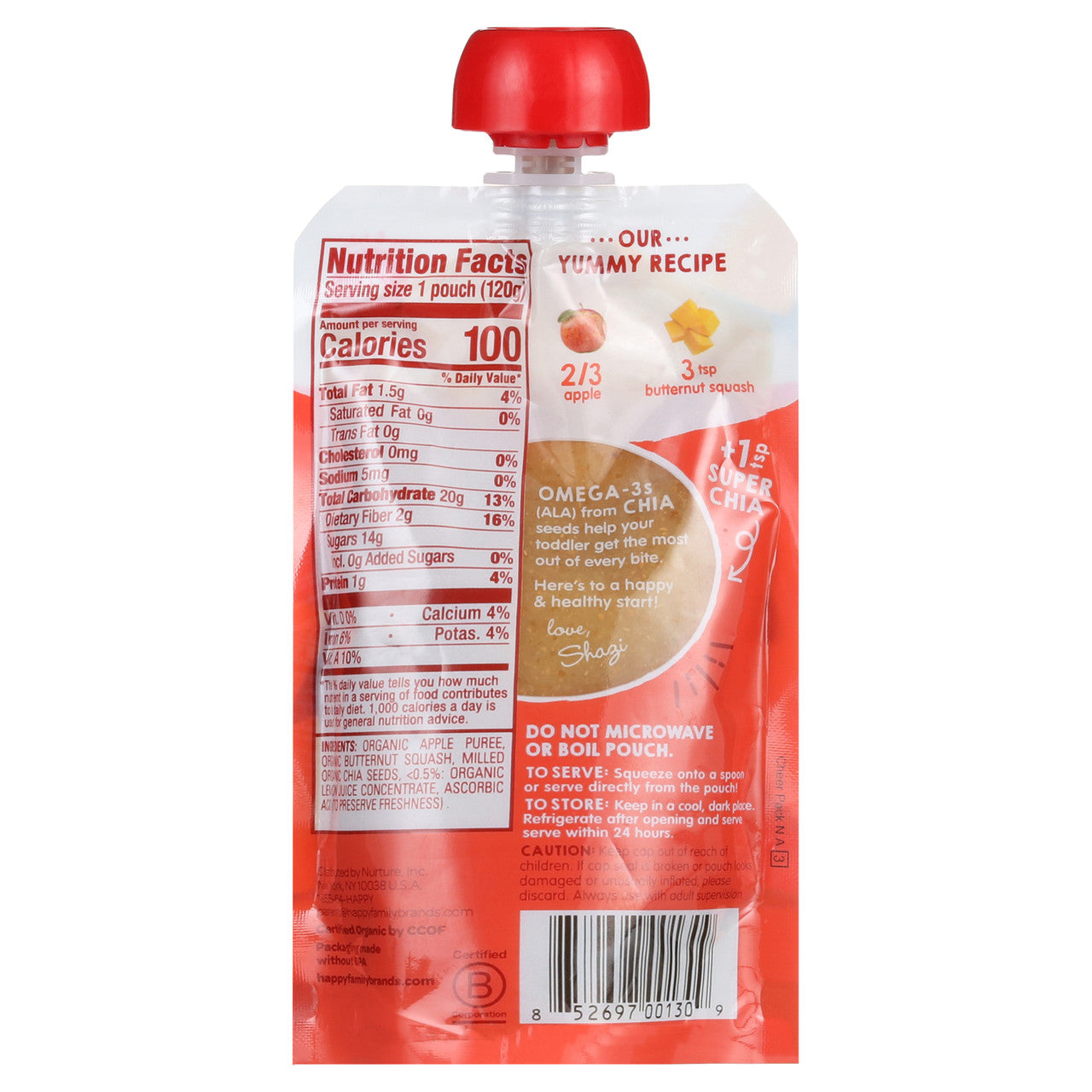 Happy Tot Organic Stage 4 Pouch Food Apple & Squash (16x4.22 Oz)-6