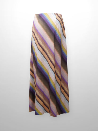 Printed Linen Blend Slip Skirt-Ombre Stripe-2