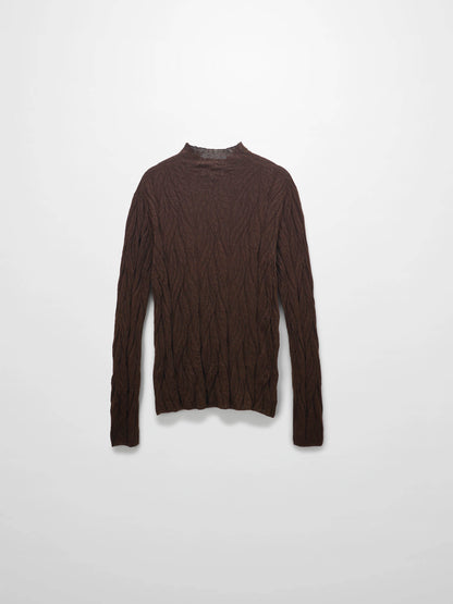 Leaf Design Turtleneck-Brown-1