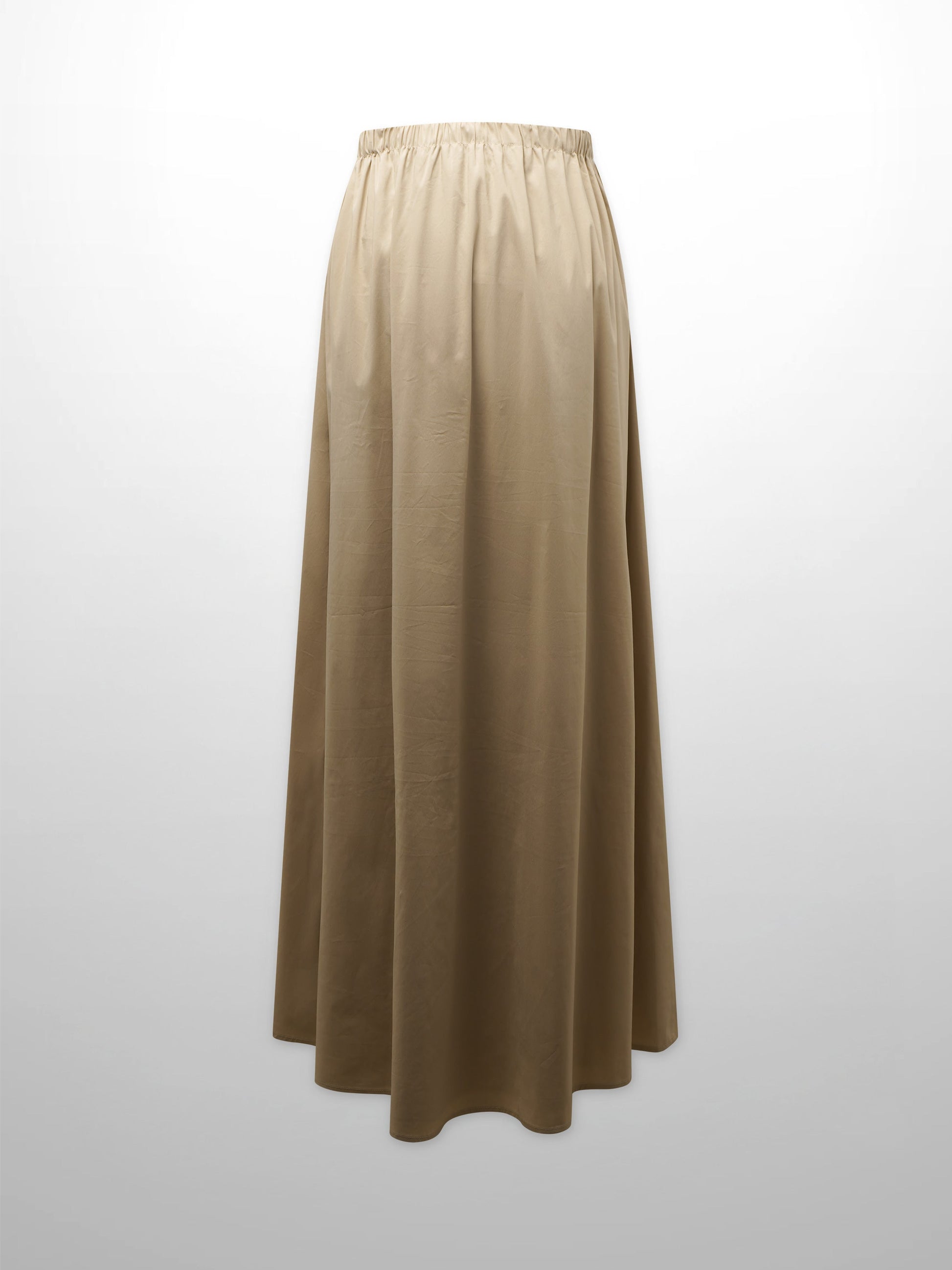 Front Zipper Cotton Circle Skirt-Tan-2