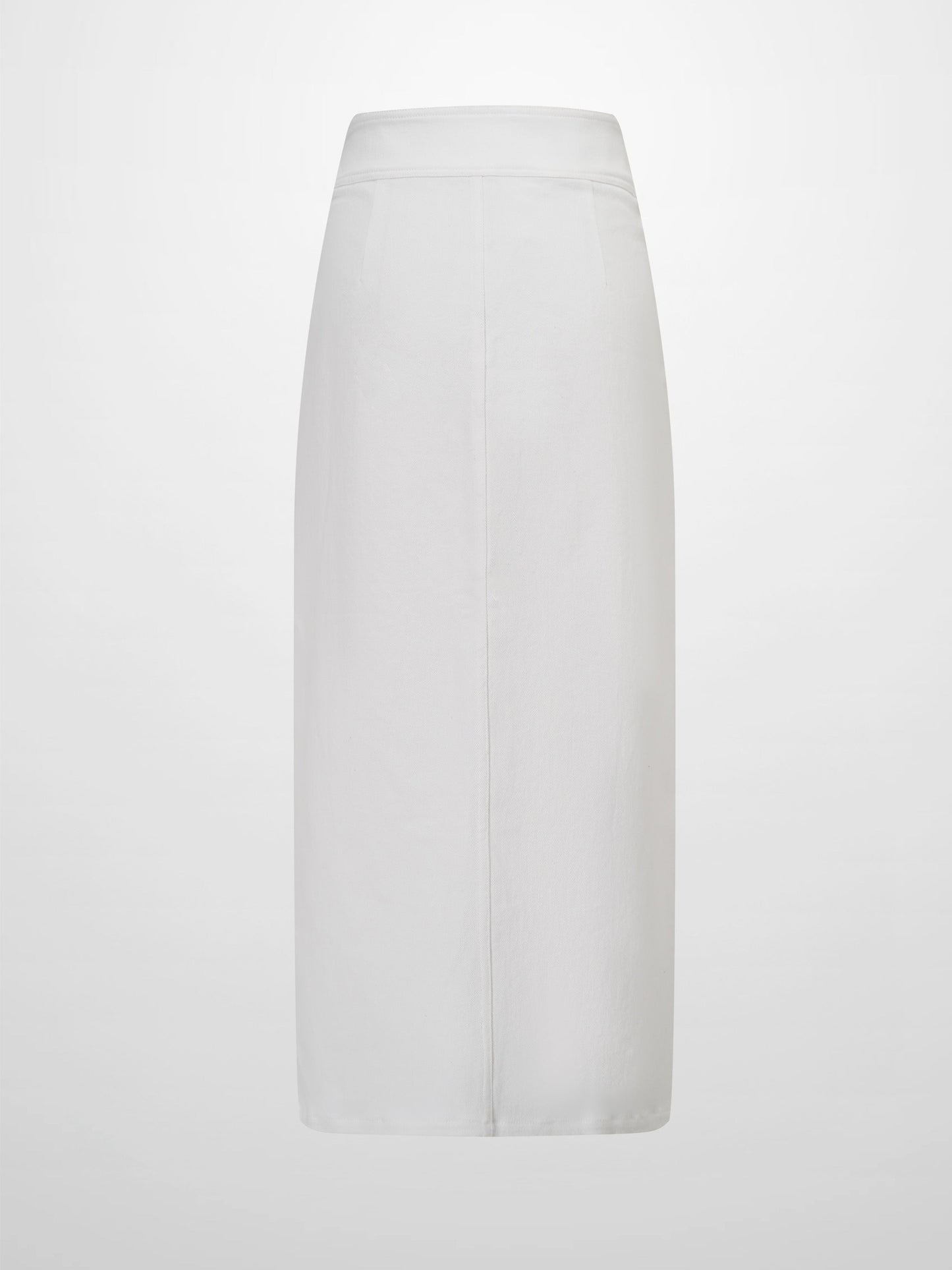 Button Down Denim Skirt-White-2