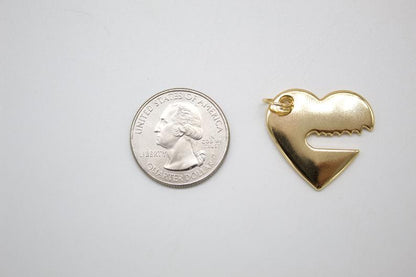 18K Gold Filled Heart With Key Outline Pendant Charm (A270)-1