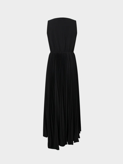 Pleated Slip Dress-Black-1