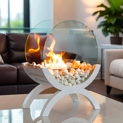 JHY DESIGN Round Tabletop Firepit 43cm H – Bio Ethanol, Ventless, Indoor/Outdoor-1
