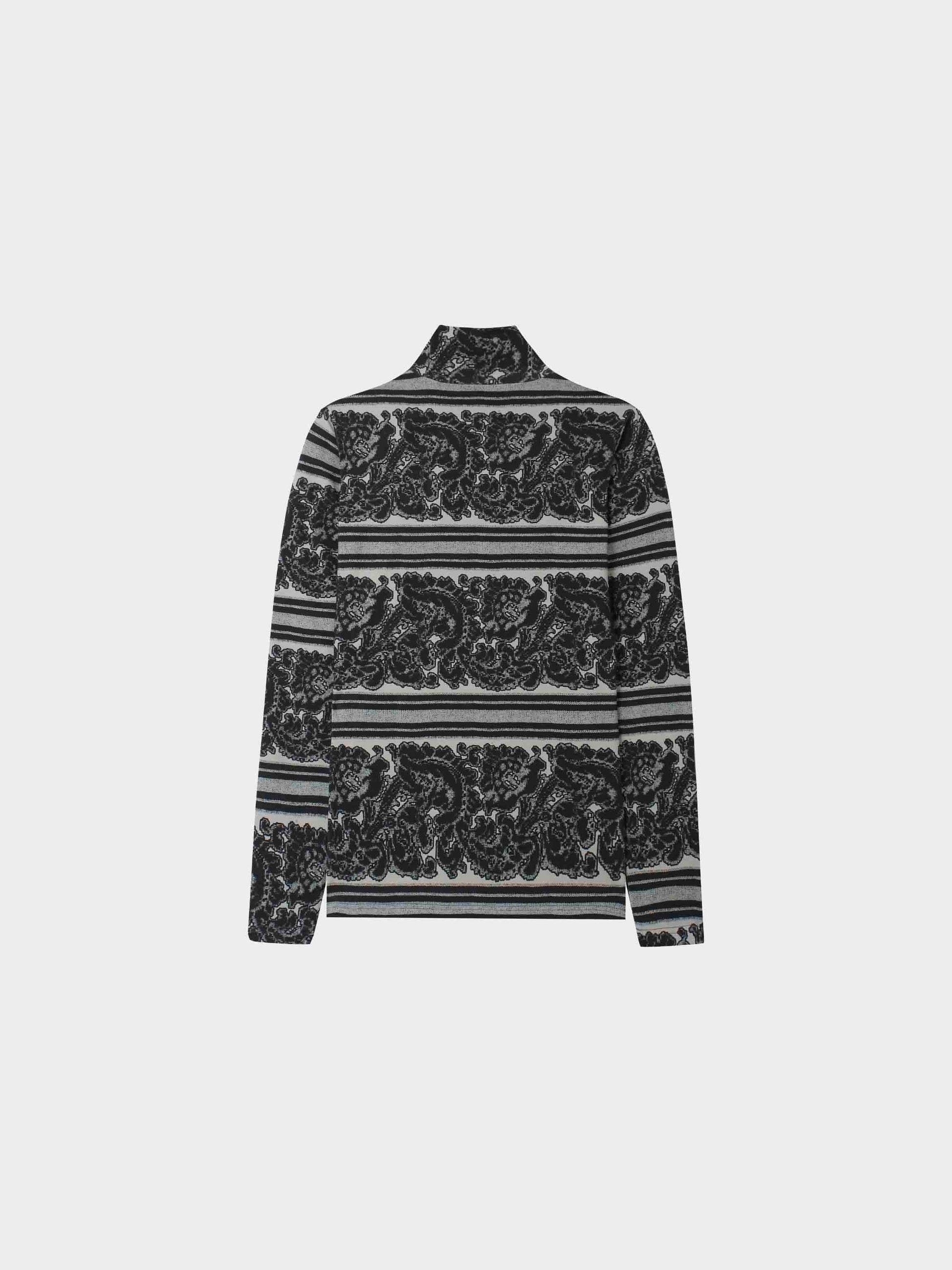 Printed Modal Turtleneck-Paisley Grey-2