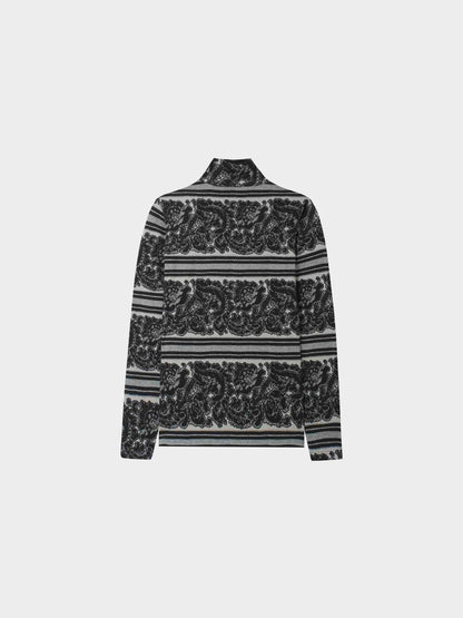 Printed Modal Turtleneck-Paisley Grey-2