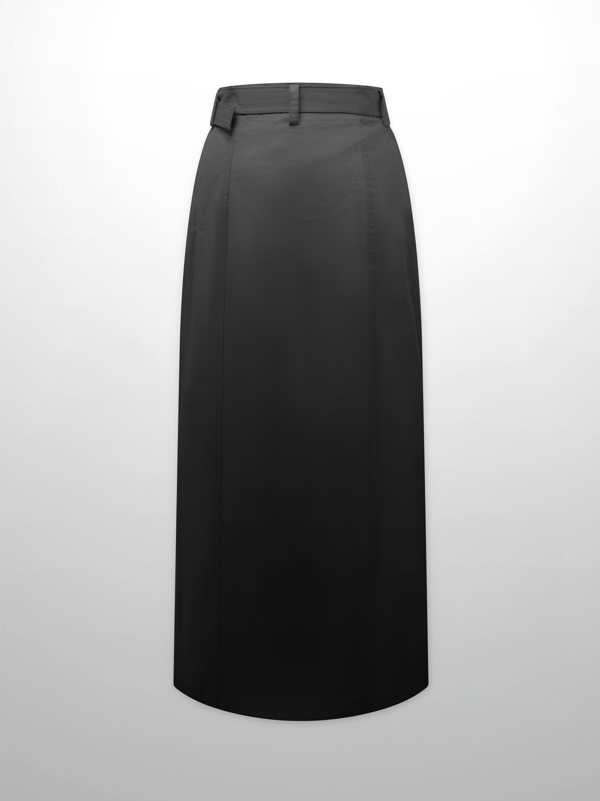 Belted Cotton Cargo Skirt-Black-2