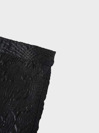Embossed Inverted Pleat Skirt-Black-4