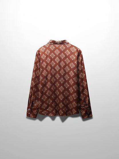 Printed Linen Blend Blouse-Geo Medallion-1
