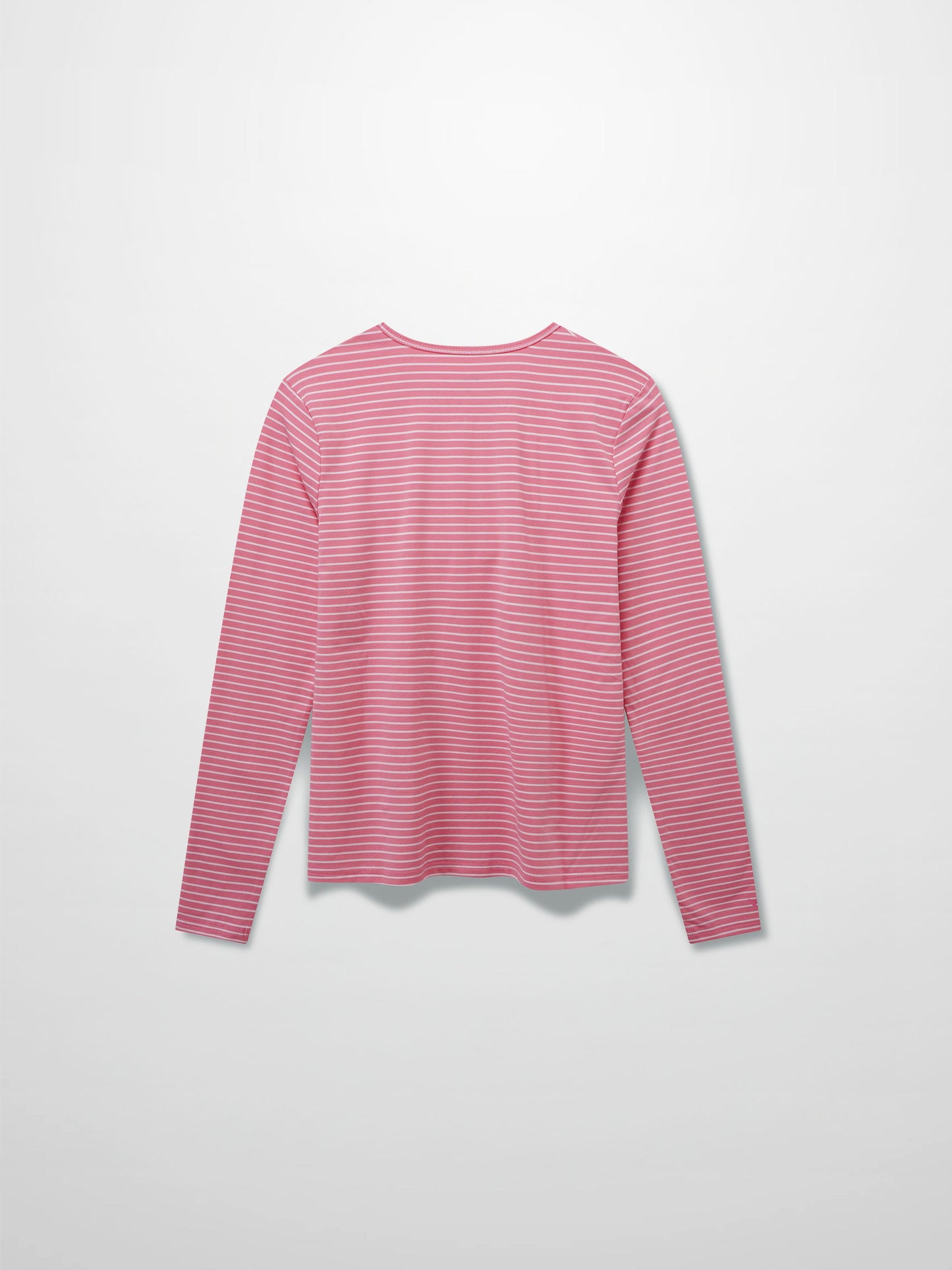 Flat Striped High V Long Sleeve-Pink/White-1
