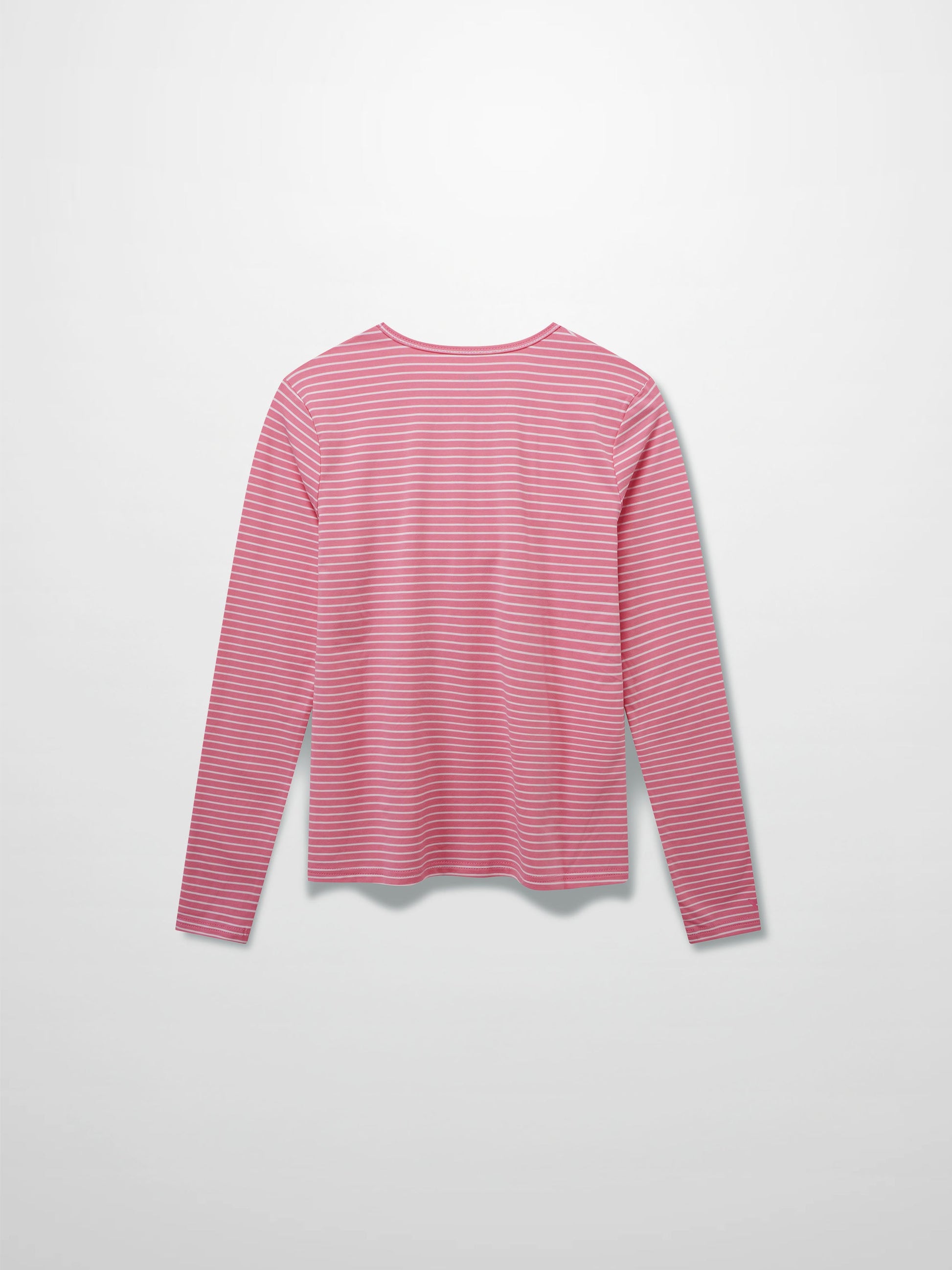 Flat Striped High V Long Sleeve-Pink/White-1