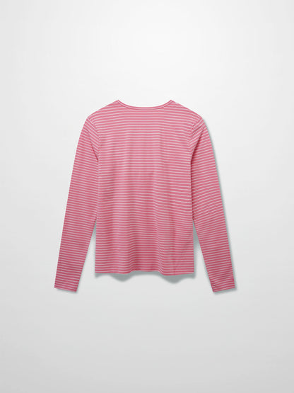 Flat Striped High V Long Sleeve-Pink/White-1