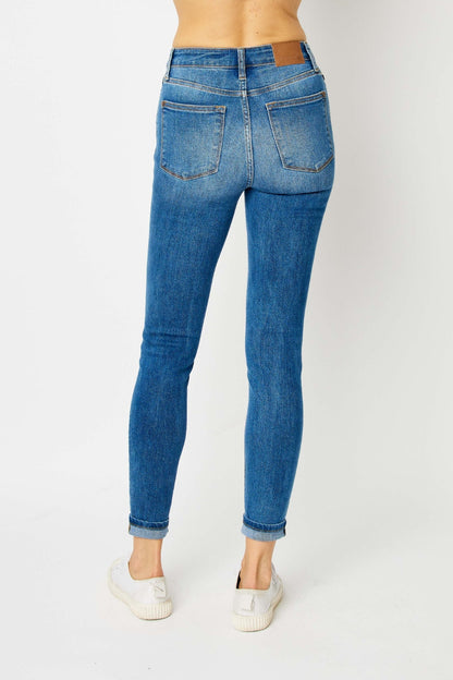Judy Blue Full Size Cuffed Hem Skinny Jeans-1