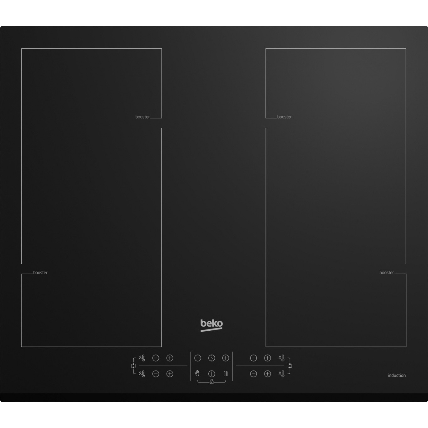 Beko HII64206F2MT Čierna Vstavaný 60 cm Indukčná varná doska so zónami 4 zone(s) (HII64206F2MT)-0