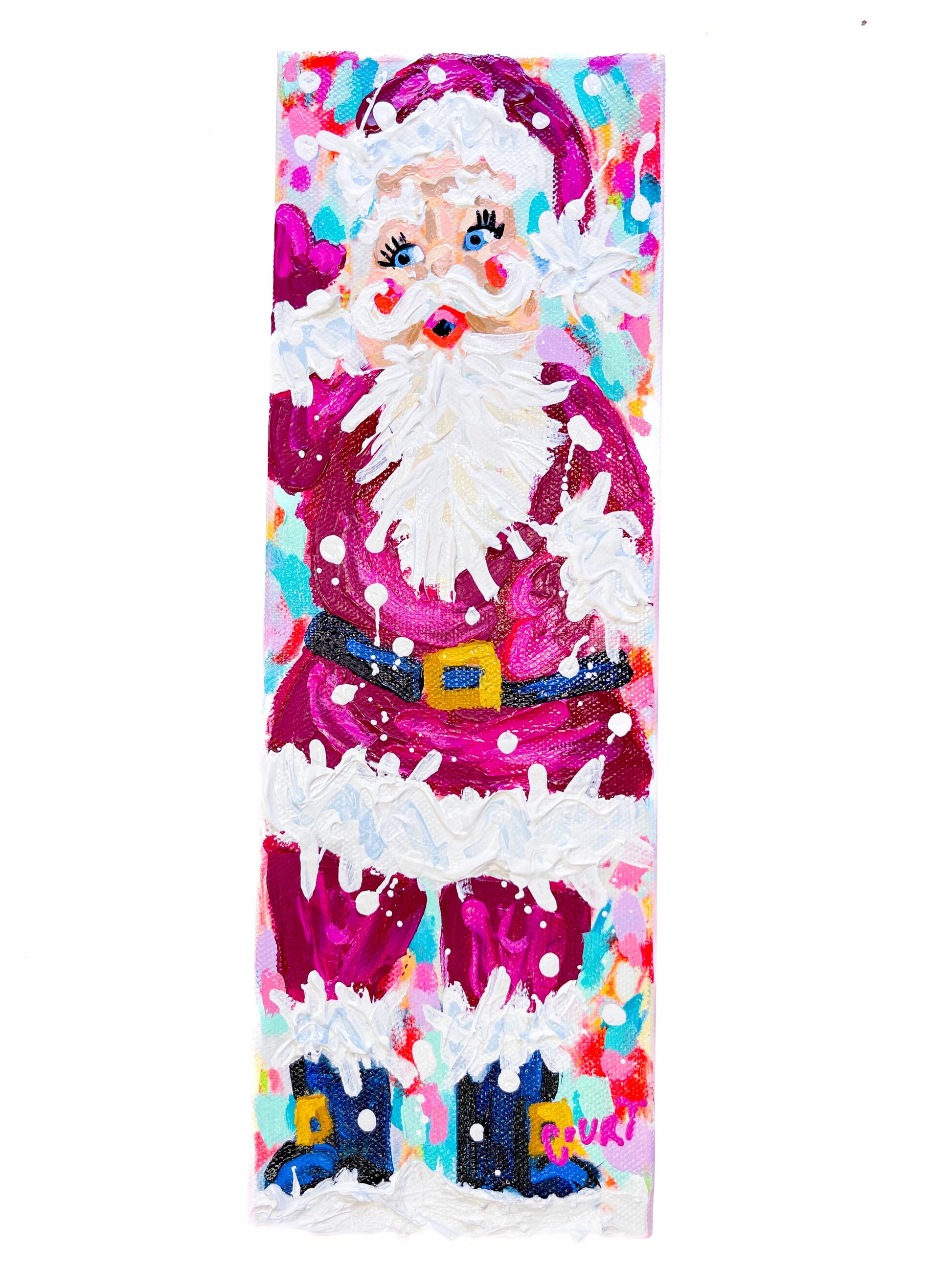 Burgundy Vintage Santa Claus Original Painting-4