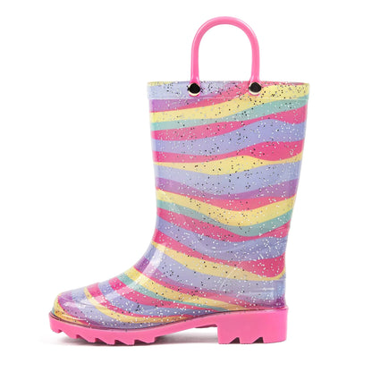 landchief Toddler Rain Boots Lightweight Waterproof Boots for Girls Fun Printed Boots for Kids
