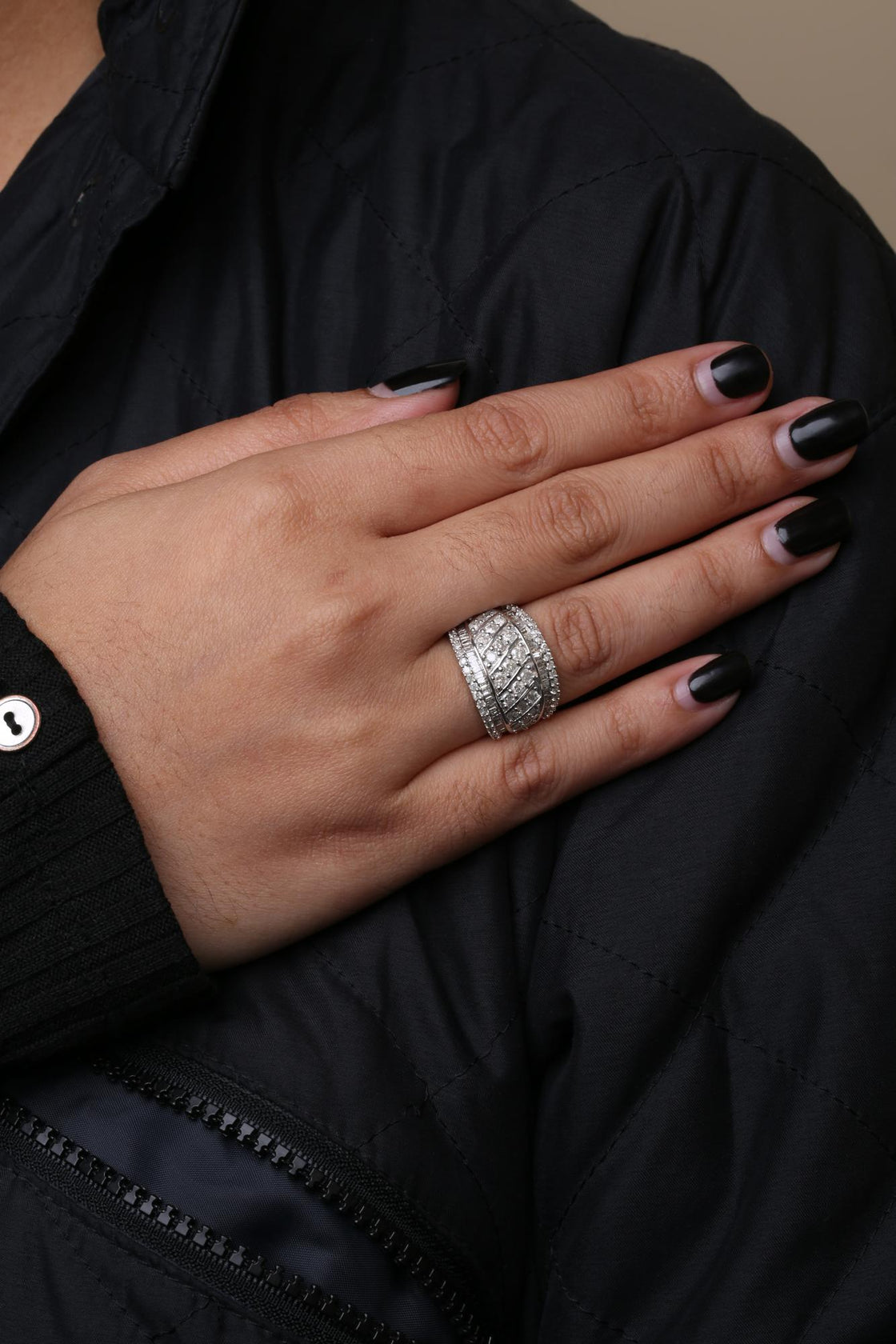 .925 Sterling Silver 2.00 Cttw Diamond Fashion Multi Row Cocktail Ring (H-I Color, I2-I3 Clarity)-3