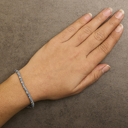 14K White Gold White And Treated Blue Diamond Bracelet (4 5/8 cttw, H-I Color, I1-I2 Clarity)-3