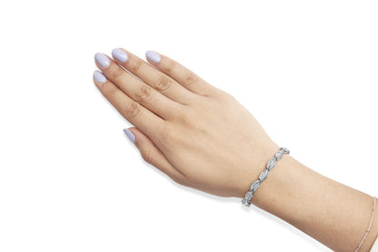 14K White Gold 2.00 Cttw Diamond Swirl and Pear Shape Link Bracelet (I-J Color, I2-I3 Clarity) - 7"-4