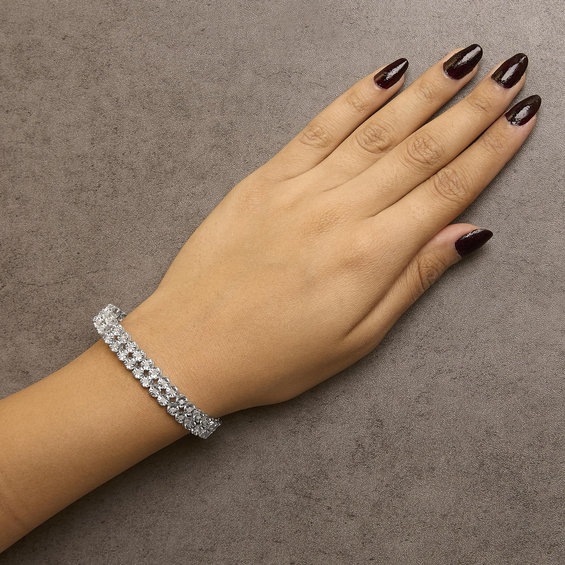 .925 Sterling Silver 2.0 Cttw Miracle Set Diamond 2 Row Link Bracelet - 7" Inches-3