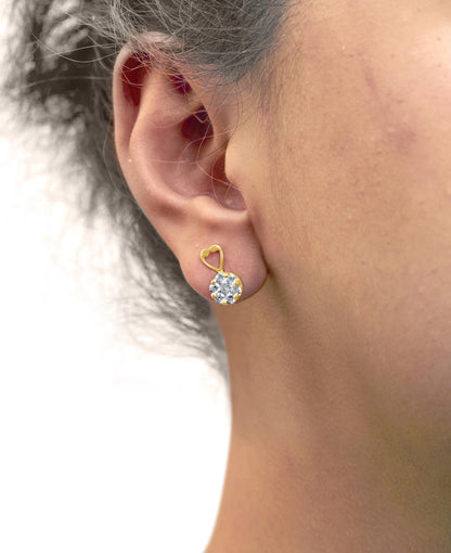 14K Yellow Gold 1ct. TDW Round-cut Diamond Earrings (I-J,SI2-I1)-3