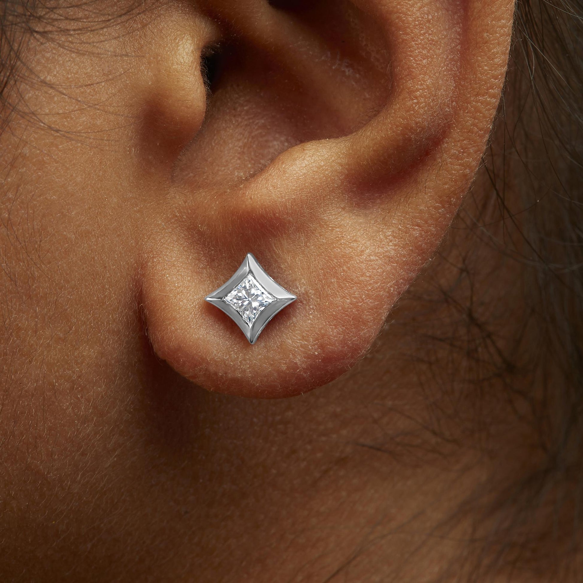 10K White Gold 1/2 Cttw Invisible Set Princess-Cut Diamond Stud Earrings (H-I Color, SI2-I1 Clarity)-4