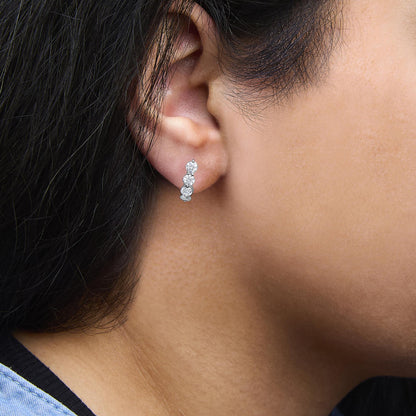 14K White Gold 1 1/4 Cttw Round Lab Grown Diamonds 5 Stone Open Hoop Stud Earrings (F-G Color, VS1-VS2 Clarity)-3