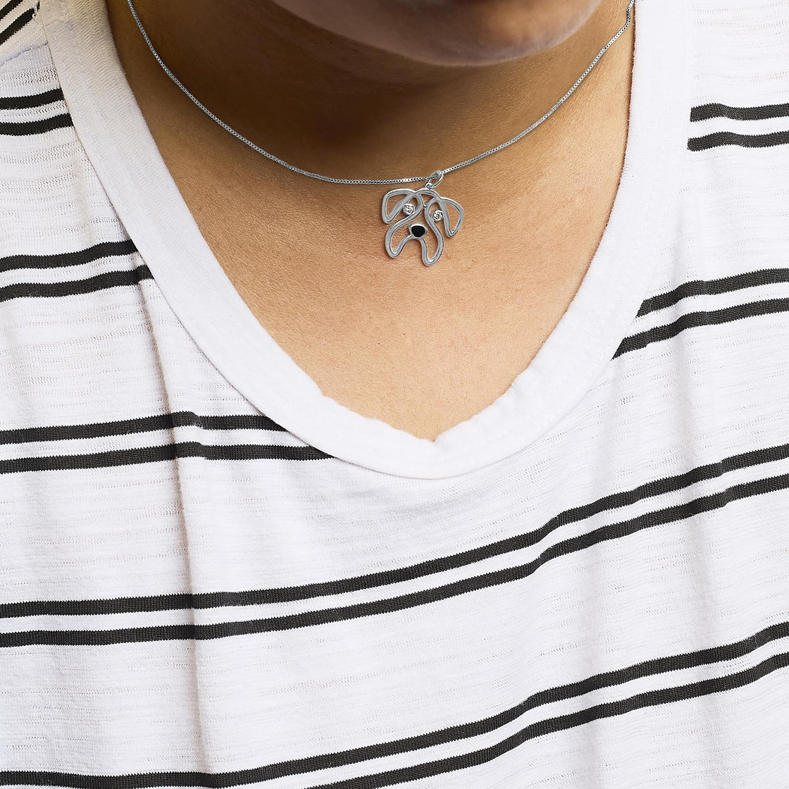 .925 Sterling Silver Diamond Accent Pug Dog Pendant Necklace (I-J Color, I2-I3 Clarity) - 18" Inches-4