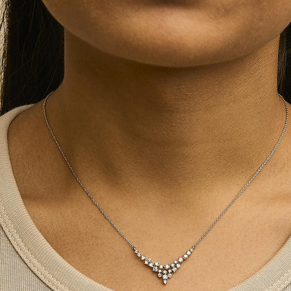 14K Yellow Gold 1/2 Cttw Diamond Scattered "V" Necklace (I-J Color, SI2-I1 Clarity) - 18" Inches-3