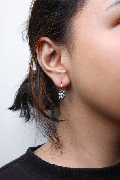 18K Rose and White Gold 1/3 Cttw Round Diamonds and Round London Blue Topaz Gemstone Cluster Floral Drop Hoop Earrings (G-H Color, SI1-SI2 Clarity)-3
