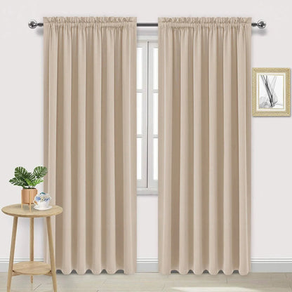 DWCN Rod Pocket Blackout Curtains, Set of 2 Panels-0