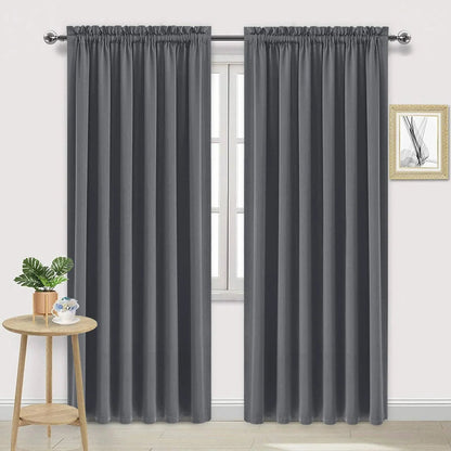 DWCN Rod Pocket Blackout Curtains, Set of 2 Panels-5