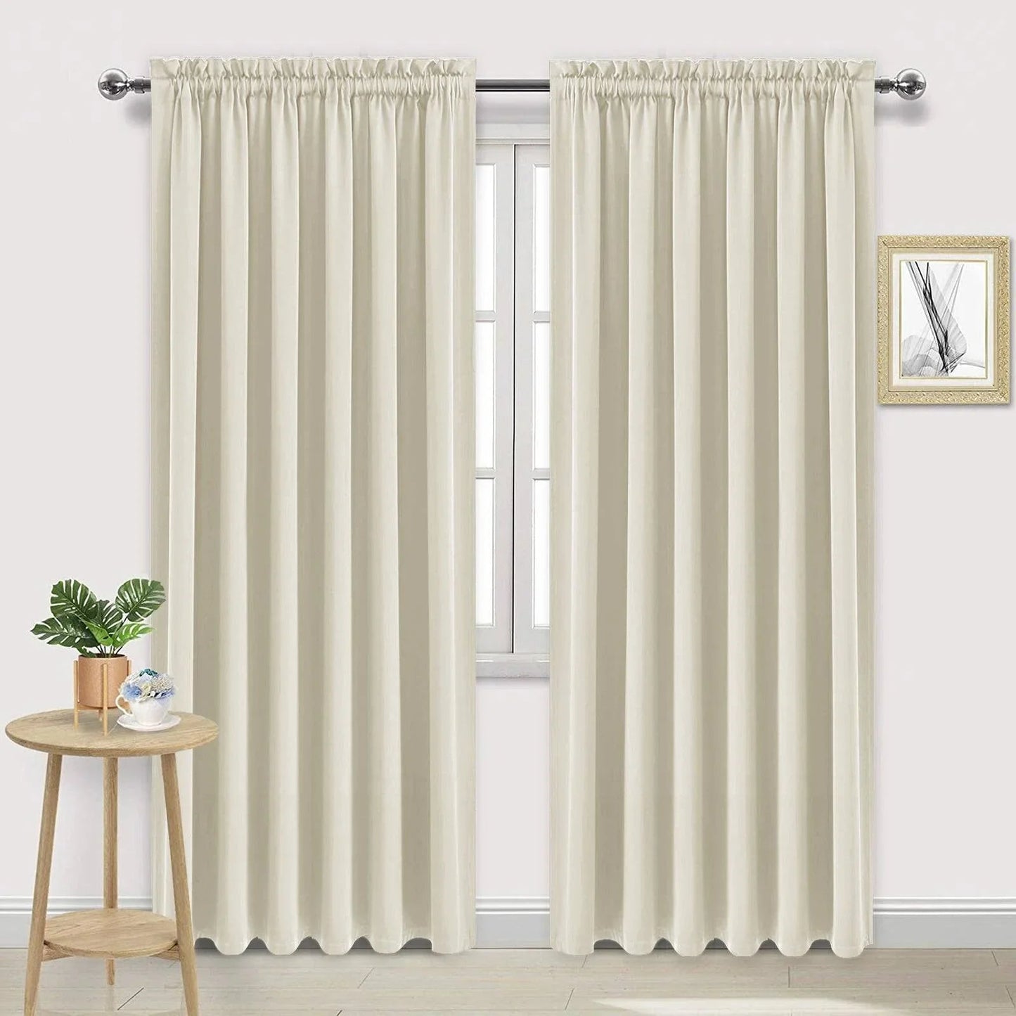 DWCN Rod Pocket Blackout Curtains, Set of 2 Panels-5