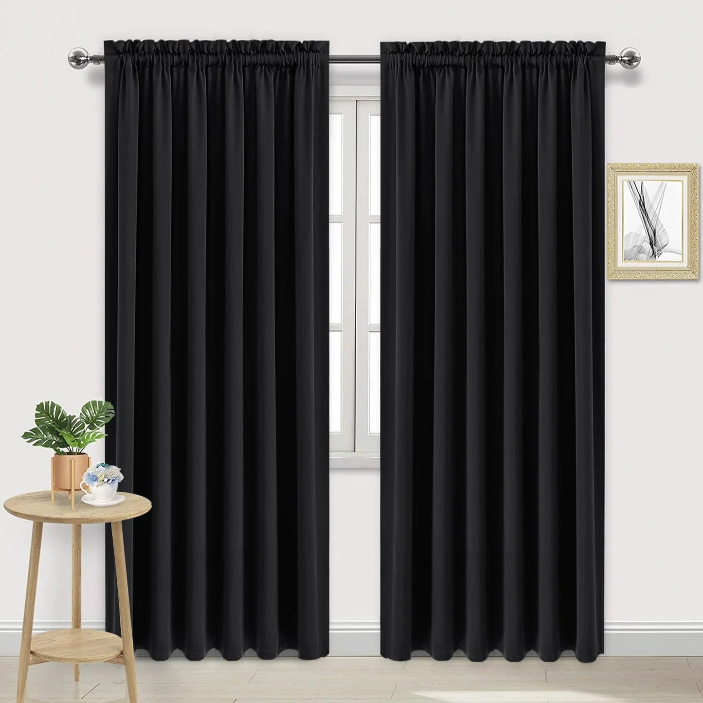 DWCN Rod Pocket Blackout Curtains, Set of 2 Panels-0