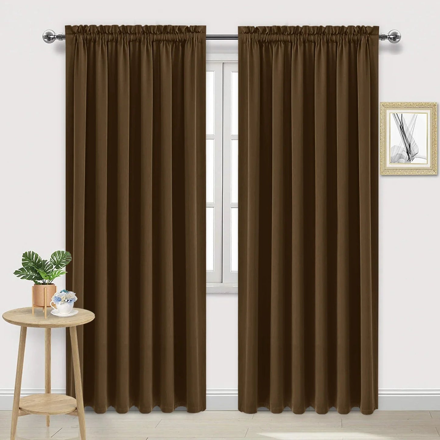 DWCN Rod Pocket Blackout Curtains, Set of 2 Panels-7
