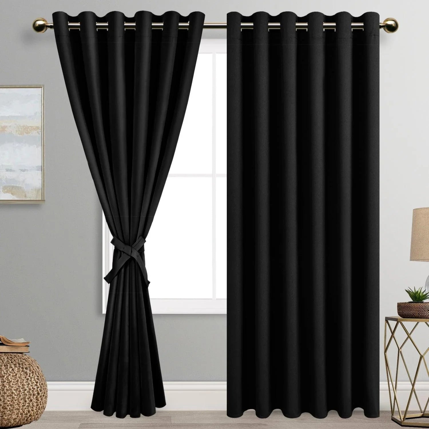 DWCN Blackout Curtains with Tiebacks, Set of 2 Panels-9