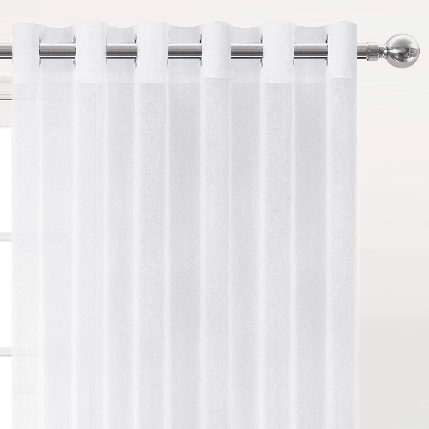 DWCN Faux Linen Sheer Curtains, Set of 2 Panels-1