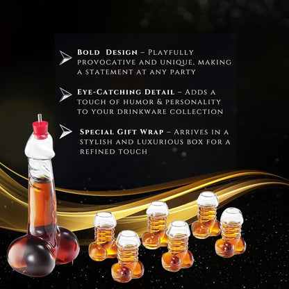 Funny Whiskey Decanter – Unique Glass Decanter for Scotch, Bourbon, Tequila & More – Hilarious Gag Gift with 6 Shot Glasses – Perfect for Parties & Novelty Barware-4