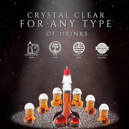 Funny Whiskey Decanter – Unique Glass Decanter for Scotch, Bourbon, Tequila & More – Hilarious Gag Gift with 6 Shot Glasses – Perfect for Parties & Novelty Barware-3