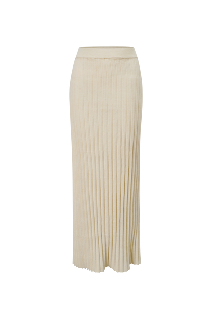 Knit Ribbed Maxi Skirt-Ivory-0
