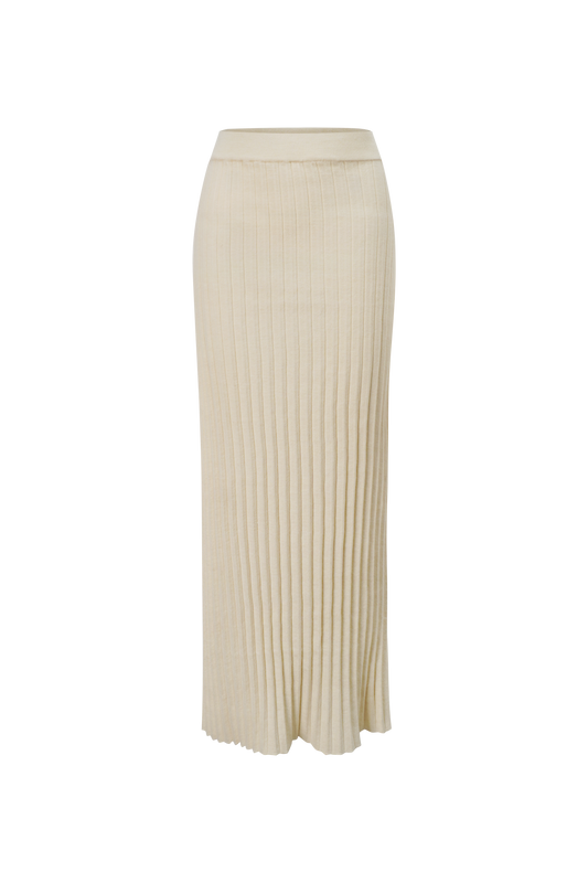 Knit Ribbed Maxi Skirt-Ivory-0