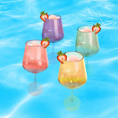 Floating Wine Glasses for Pool - Set of 2-15 OZ Shatterproof Poolside Wine Glasses, Tritan Plastic Reusable, Beach Outdoor Cocktail, Wine, Champagne, Water Glassware Spring Summer (Muted Red)-2