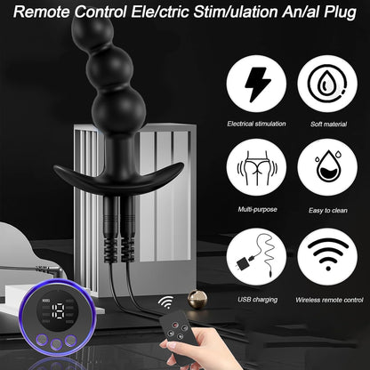 SereneGlow Electric Shock Silicone Anal Beads Plug-1
