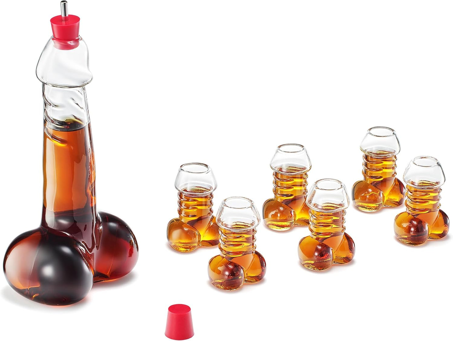 Funny Whiskey Decanter – Unique Glass Decanter for Scotch, Bourbon, Tequila & More – Hilarious Gag Gift with 6 Shot Glasses – Perfect for Parties & Novelty Barware-0