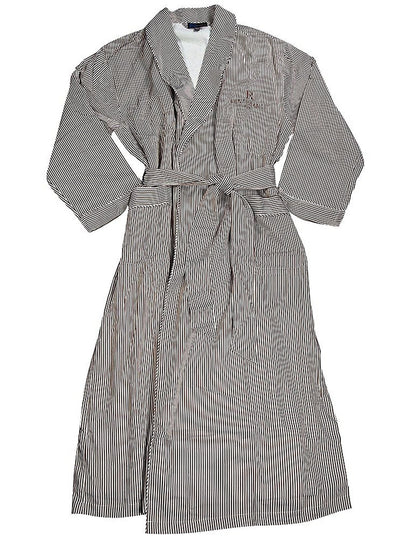 Majestic International - Mens Long Sleeve Striped Spa Robe-0